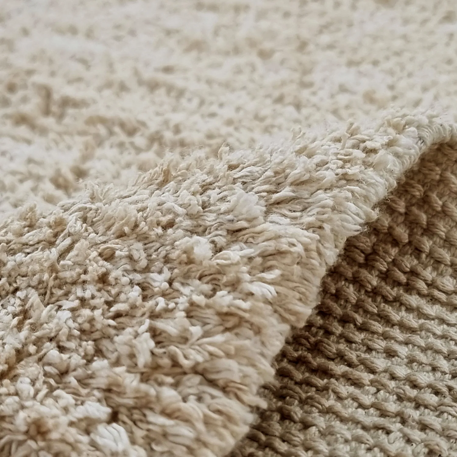 Rundt teppe - Sivia Natural Cotton Shaggy (beige)