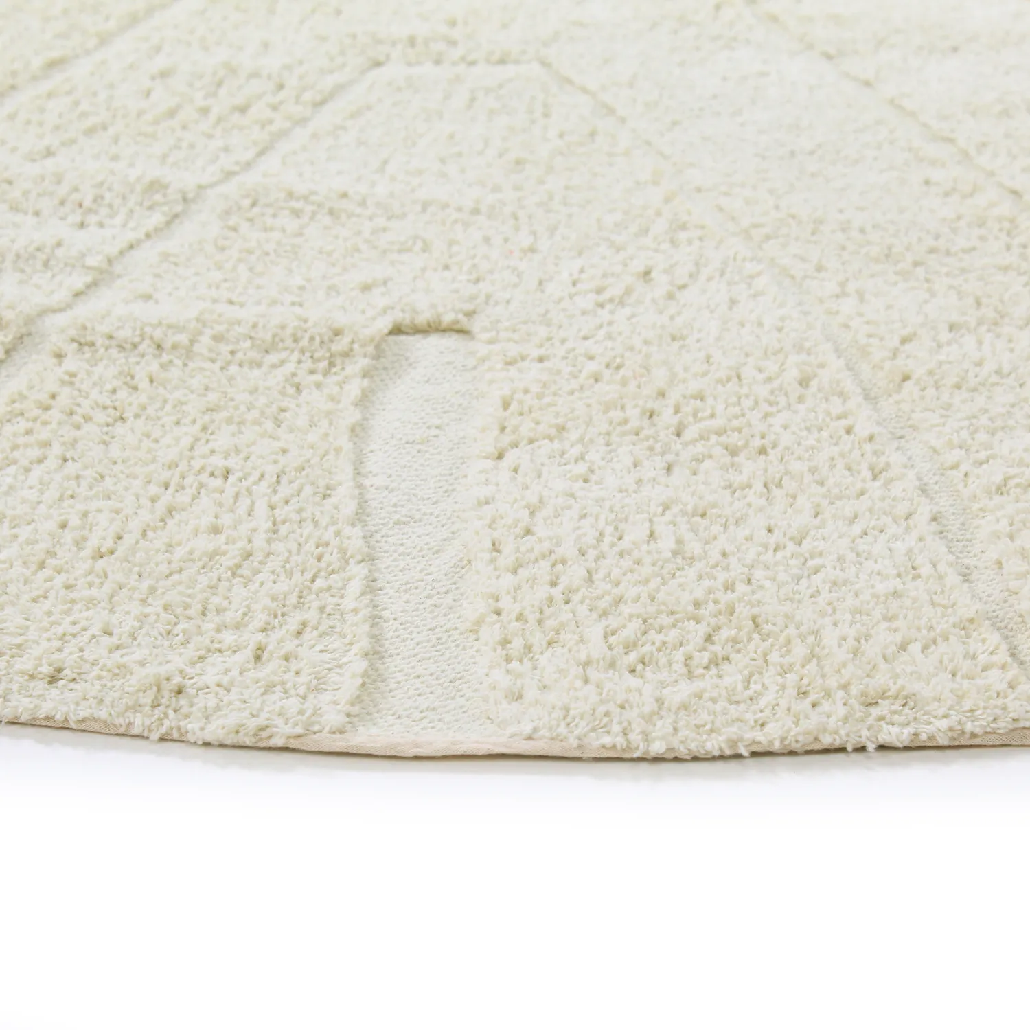 Rundt teppe - Sivia Natural Cotton Shaggy (off-white)