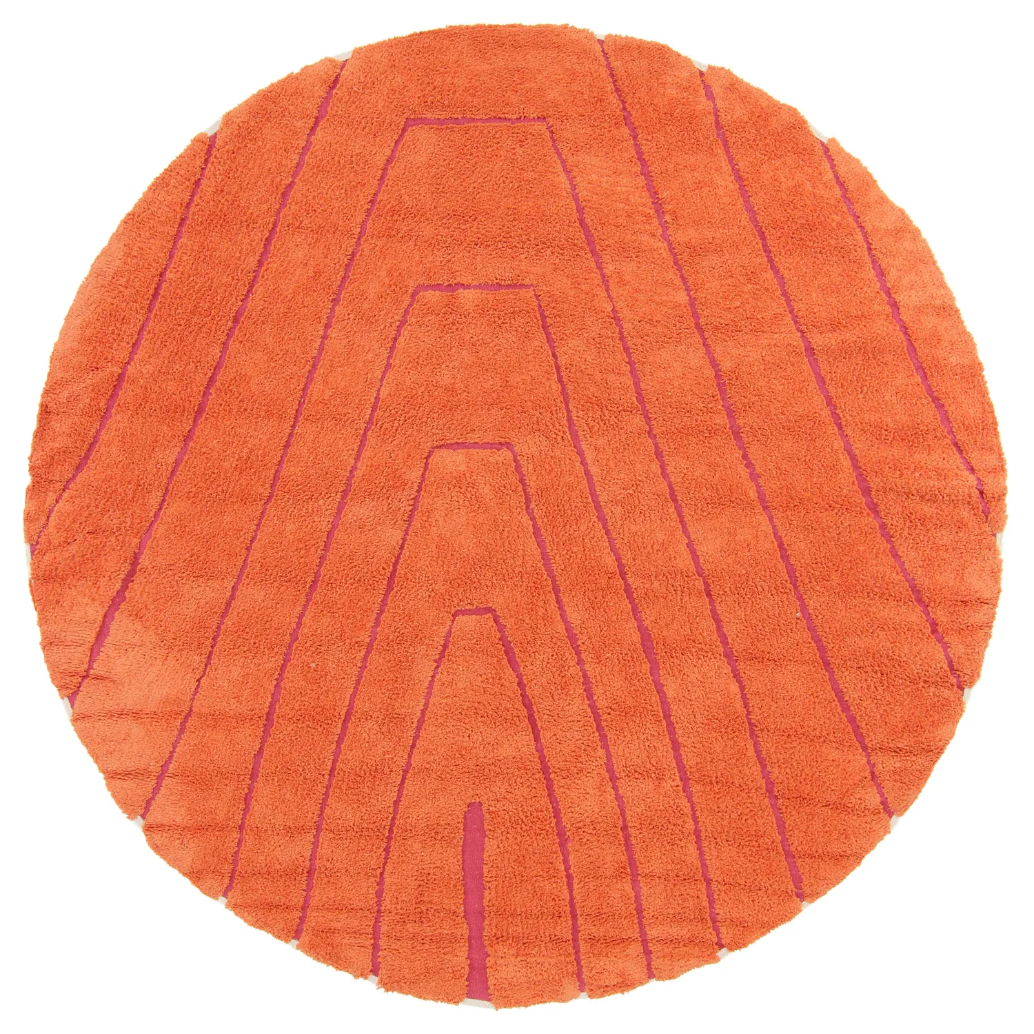 Rundt teppe - Sivia Natural Cotton Shaggy (rød/oransje)