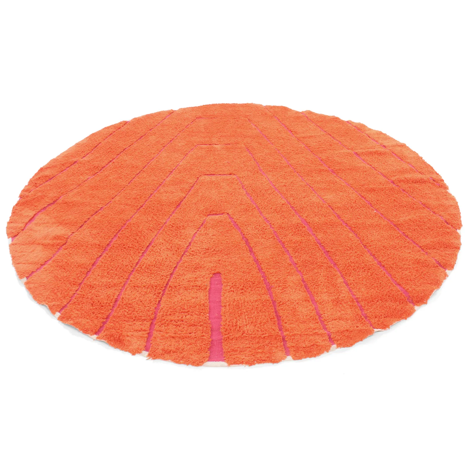 Rundt teppe - Sivia Natural Cotton Shaggy (rød/oransje)