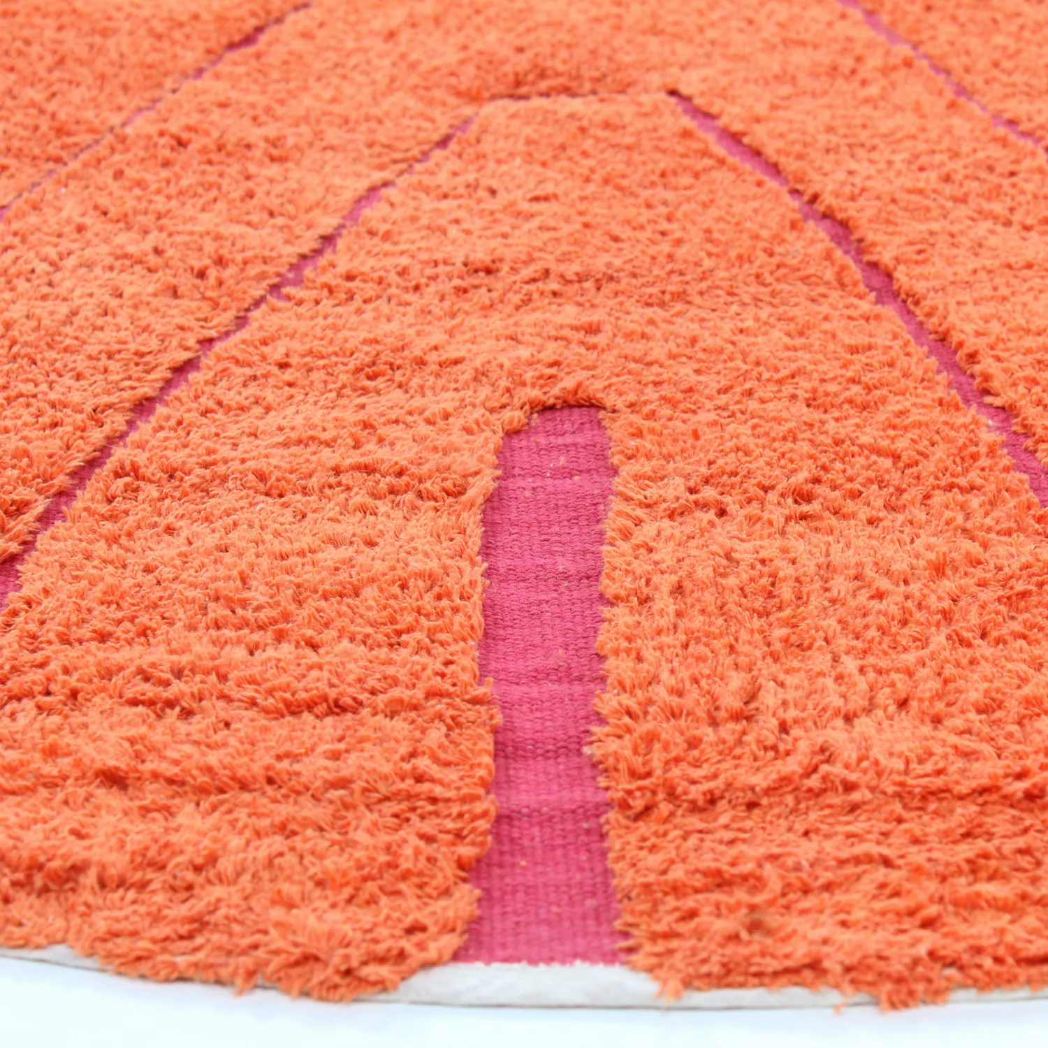 Rundt teppe - Sivia Natural Cotton Shaggy (rød/oransje)