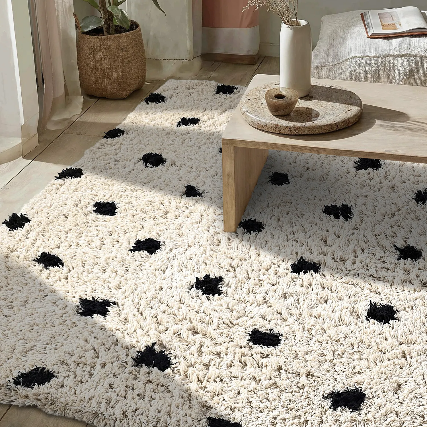 Ryetepper - Soria Natural Cotton Shaggy (offwhite/svart)