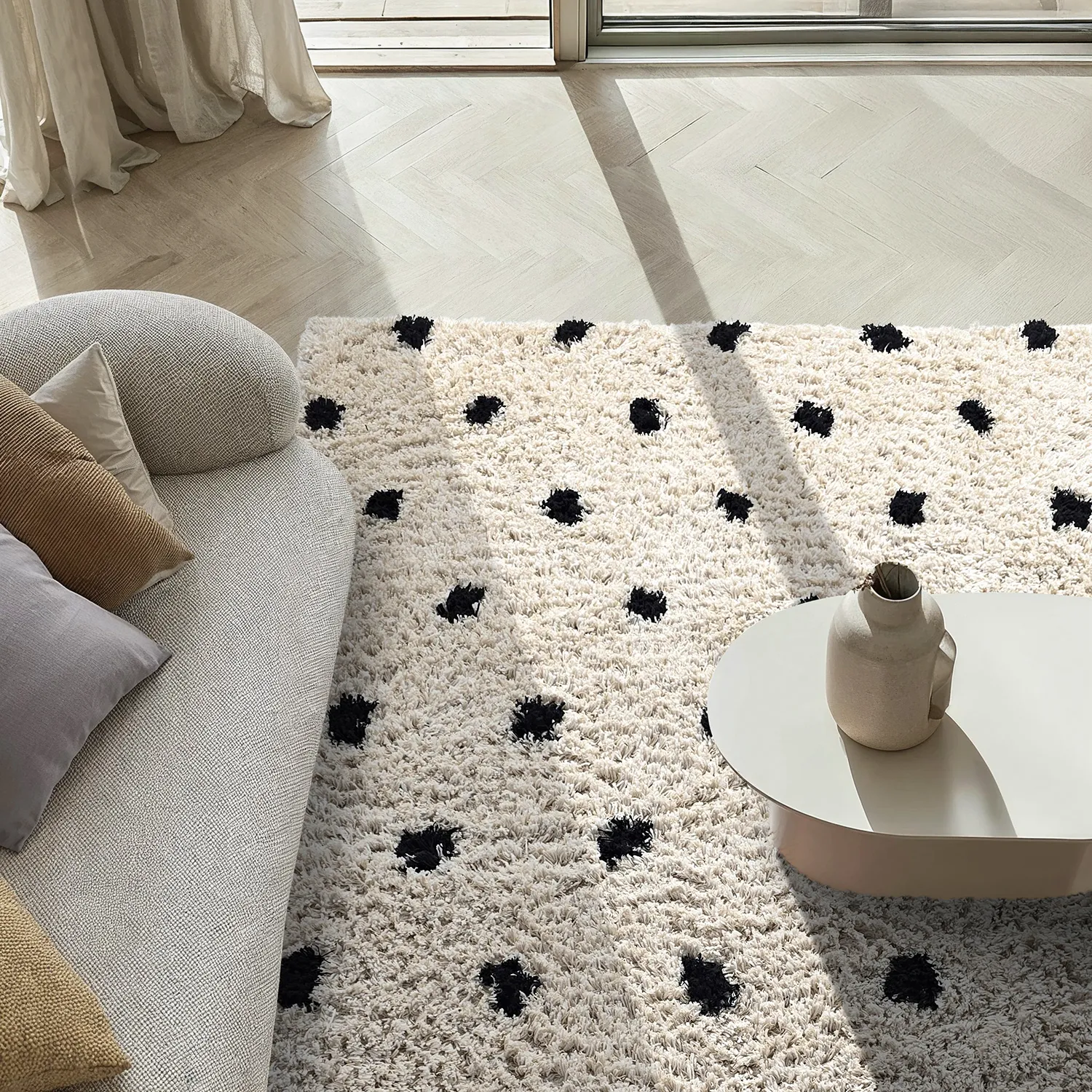Ryetepper - Soria Natural Cotton Shaggy (offwhite/svart)