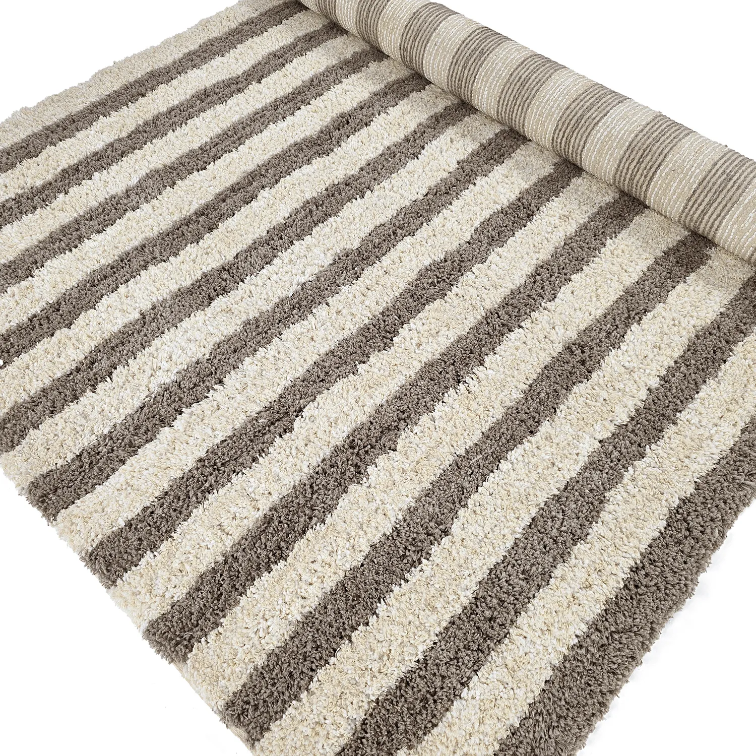 Ryetepper - Thira Stripe Cotton Shaggy (kermanvärinen/taupe)