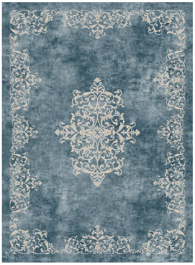 Wilton-teppe - Santi (blå/beige)