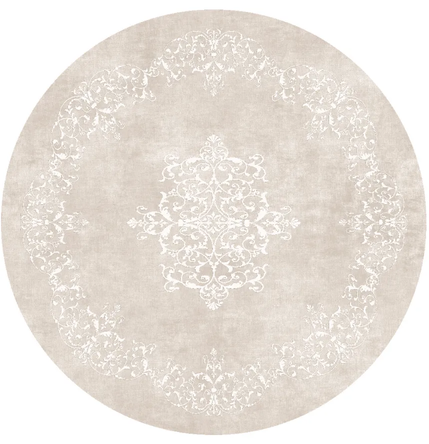 Rundt teppe - Santi (beige/hvit)