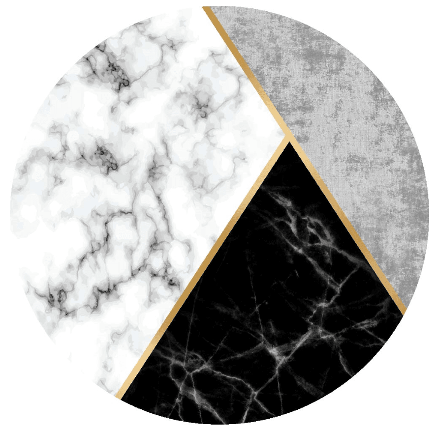 Rundt teppe - Savino (svart/hvit/grå)
