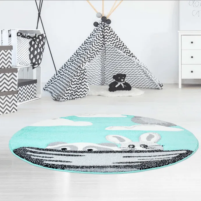 Barneteppe - Bueno Bunny Rund (turkis)
