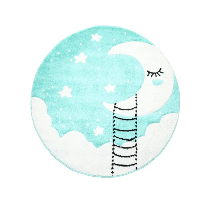 Barneteppe - Bueno Moon Rund (turkis)