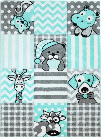 Barneteppe - Bueno Animals (turkis)
