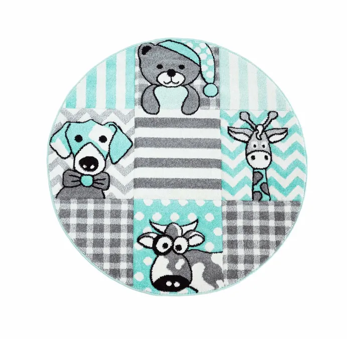 Barneteppe - Bueno Animals (turkis)