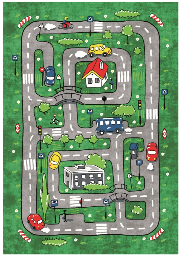 Barneteppe - Village Road (grønn)