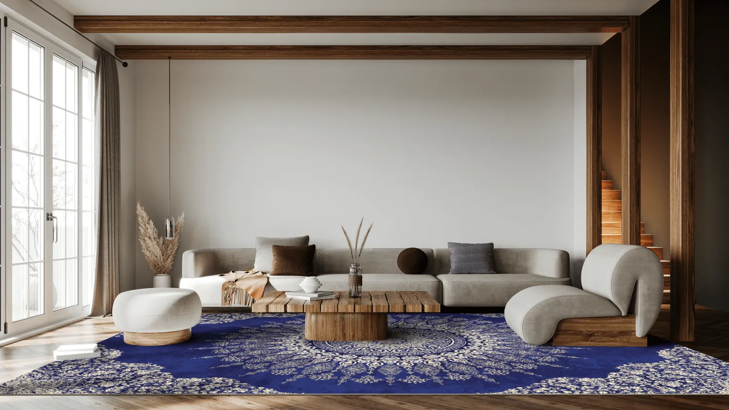 Wilton-teppe - Sandrigo (blå/beige)