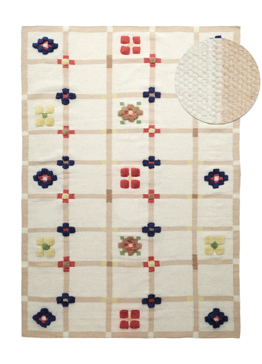 Ullteppe - Lausanne Flatweave Tufted Premium (hvit/beige)