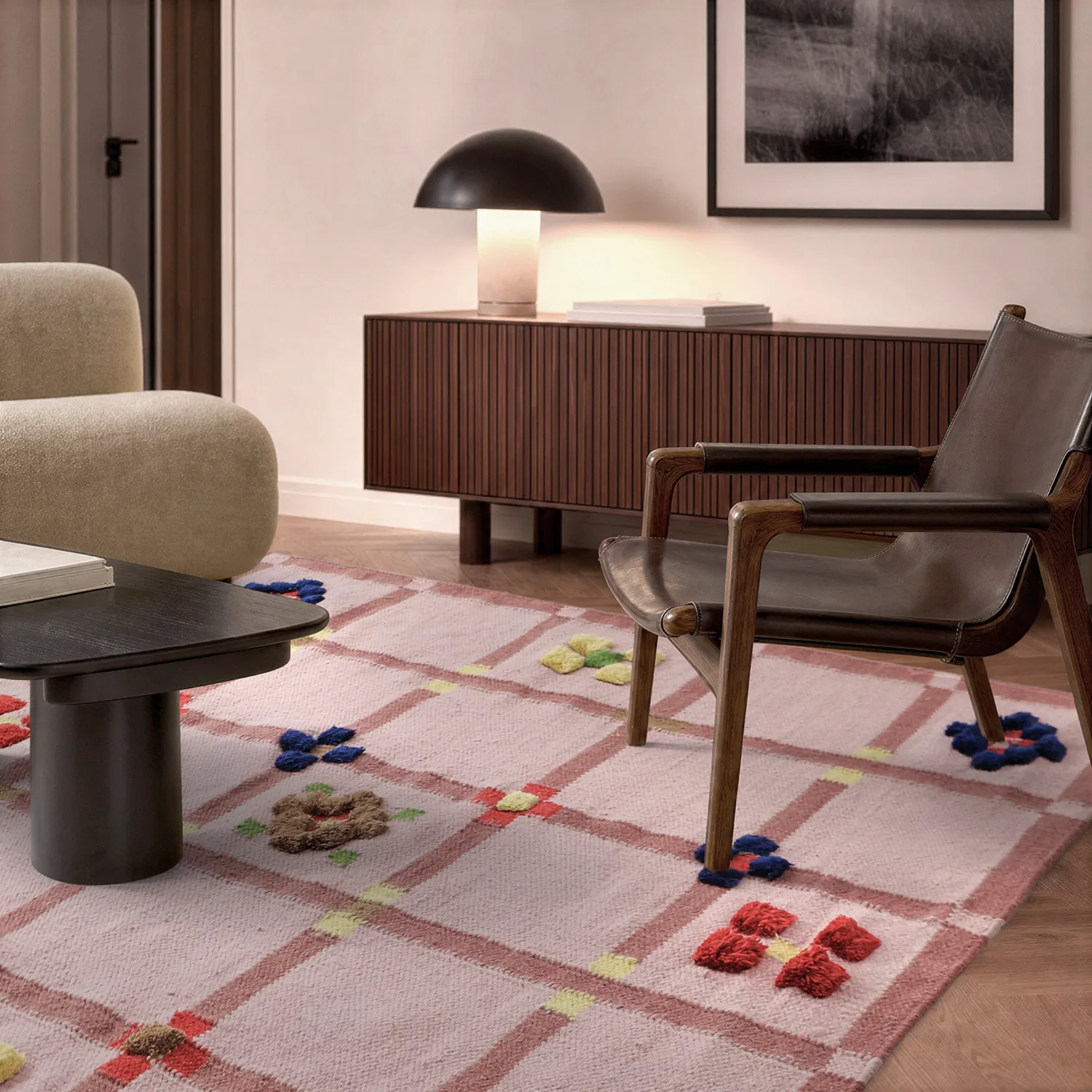 Ullteppe - Lausanne Flatweave Tufted Premium (rosa)