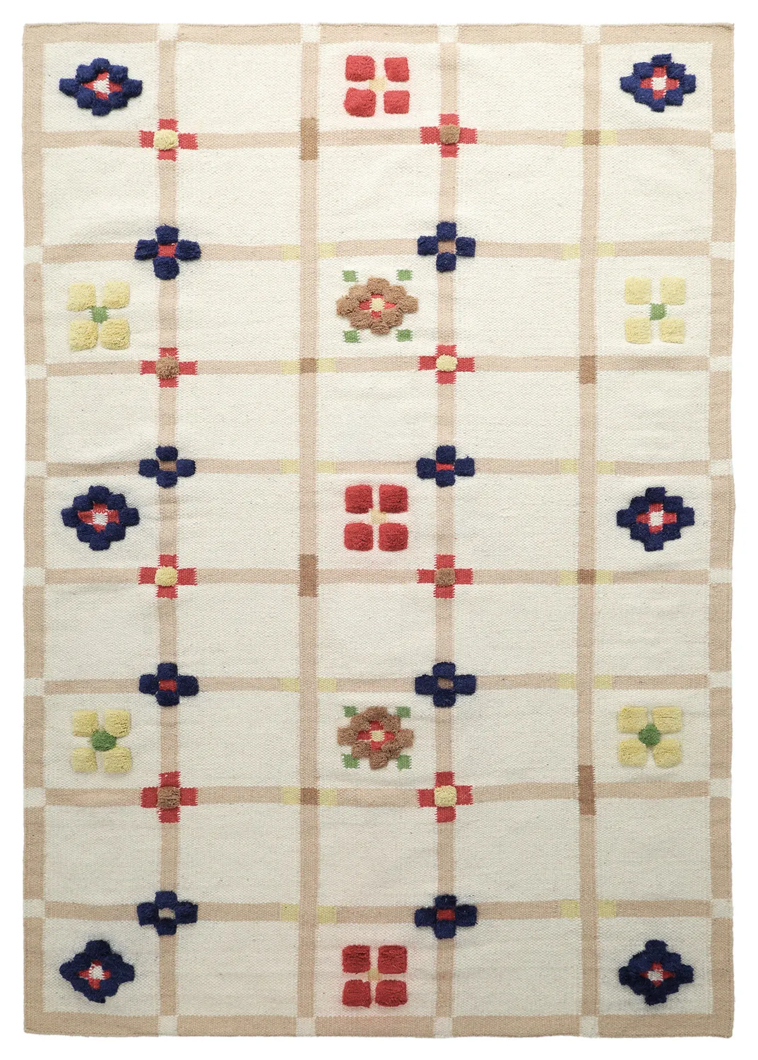 Ullteppe - Lausanne Flatweave Tufted Premium (hvit/beige)