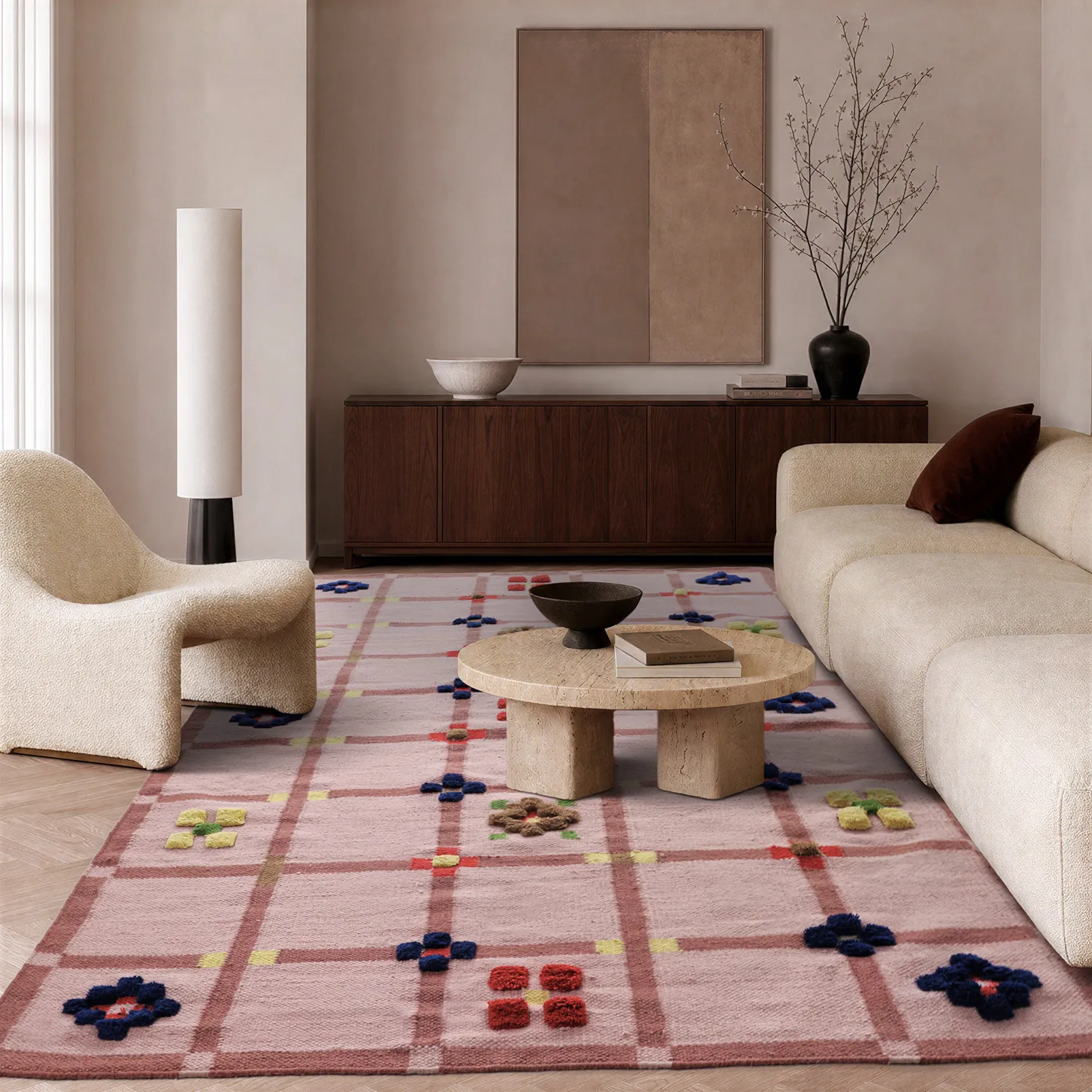 Ullteppe - Lausanne Flatweave Tufted Premium (rosa)