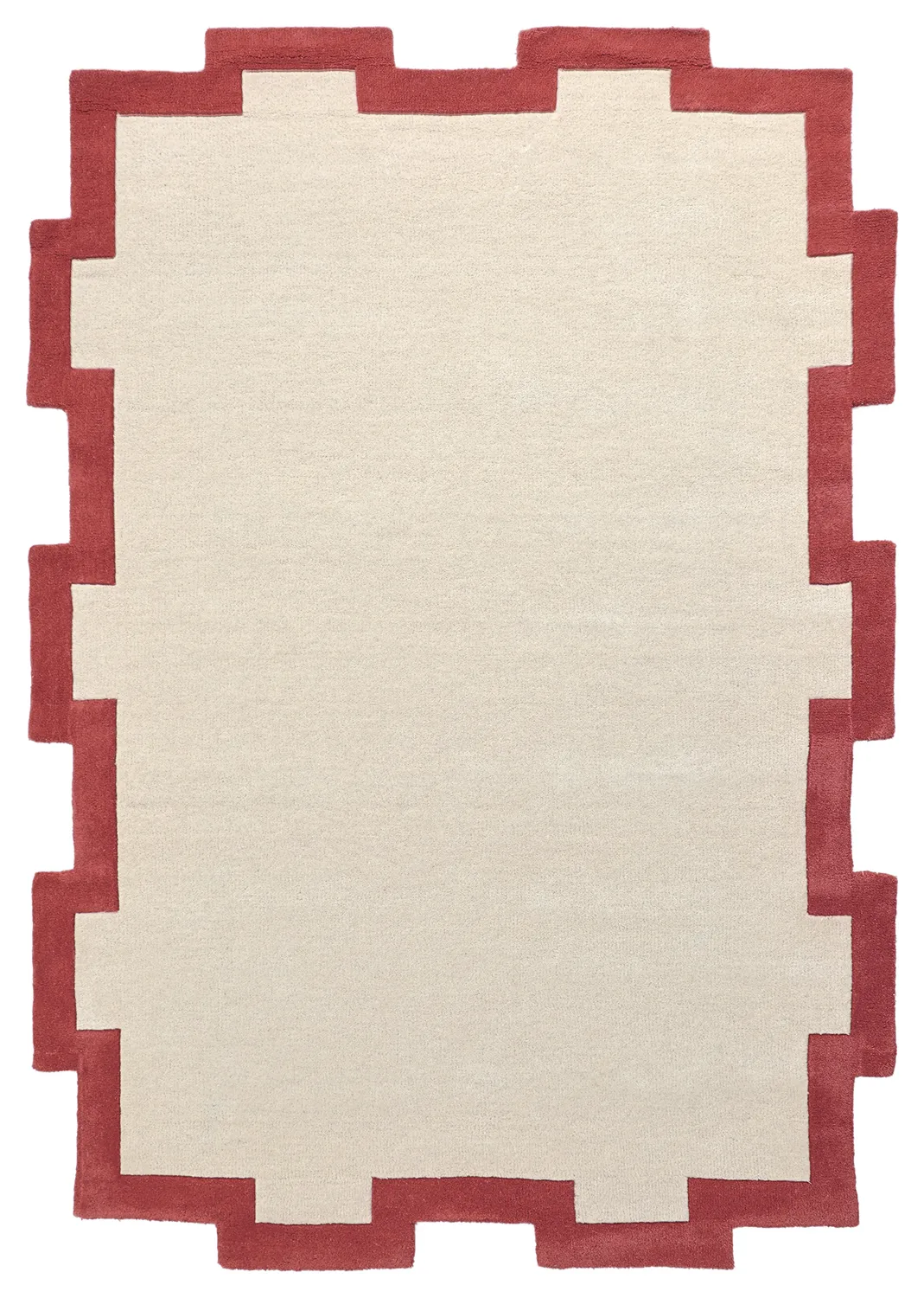Ullteppe - Agra Hand Tufted Wool Premium (krem/rød)