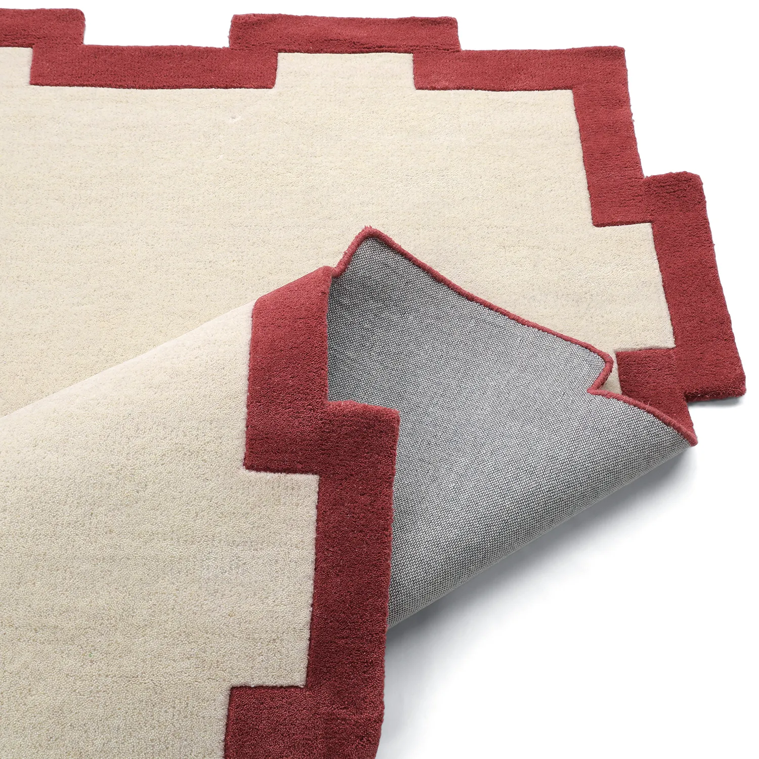 Ullteppe - Agra Hand Tufted Wool Premium (krem/rød)