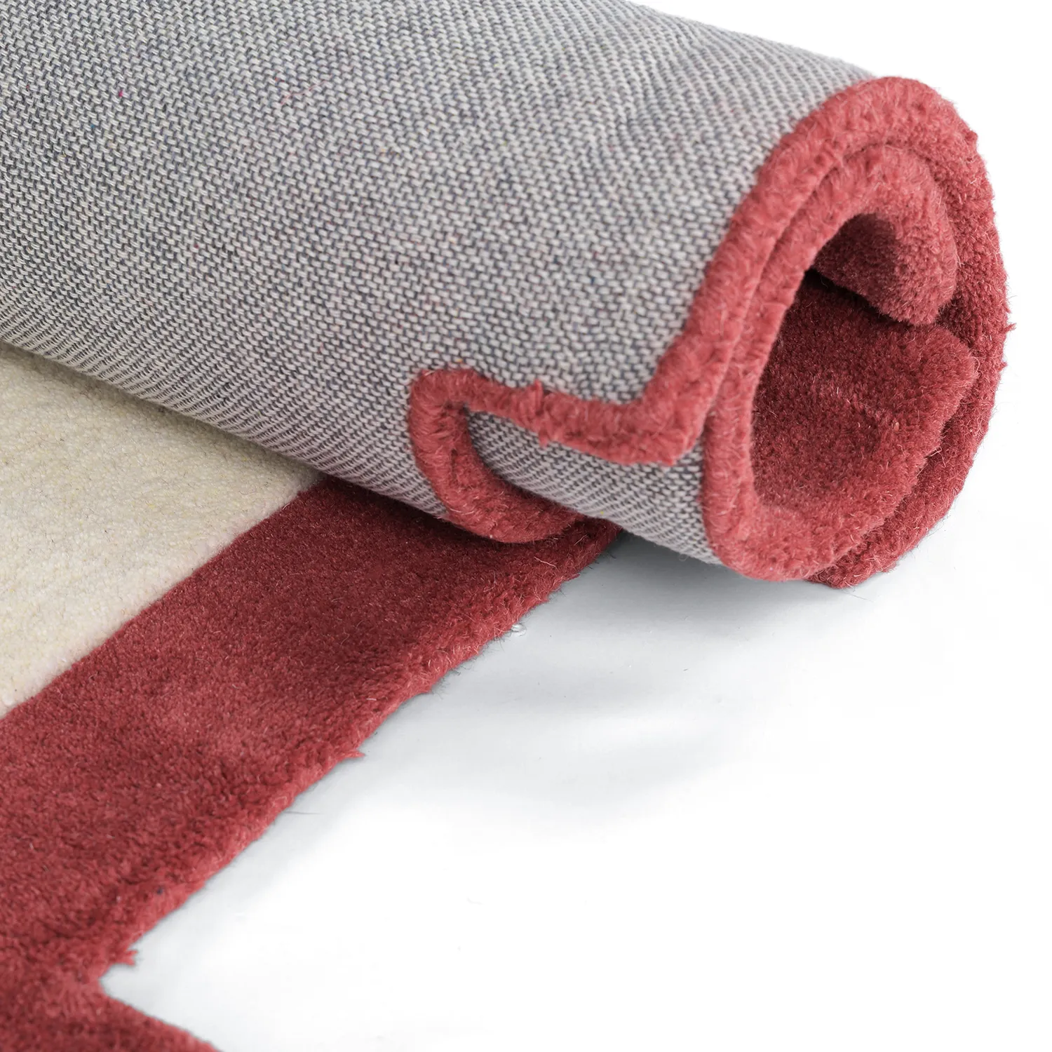 Ullteppe - Agra Hand Tufted Wool Premium (krem/rød)