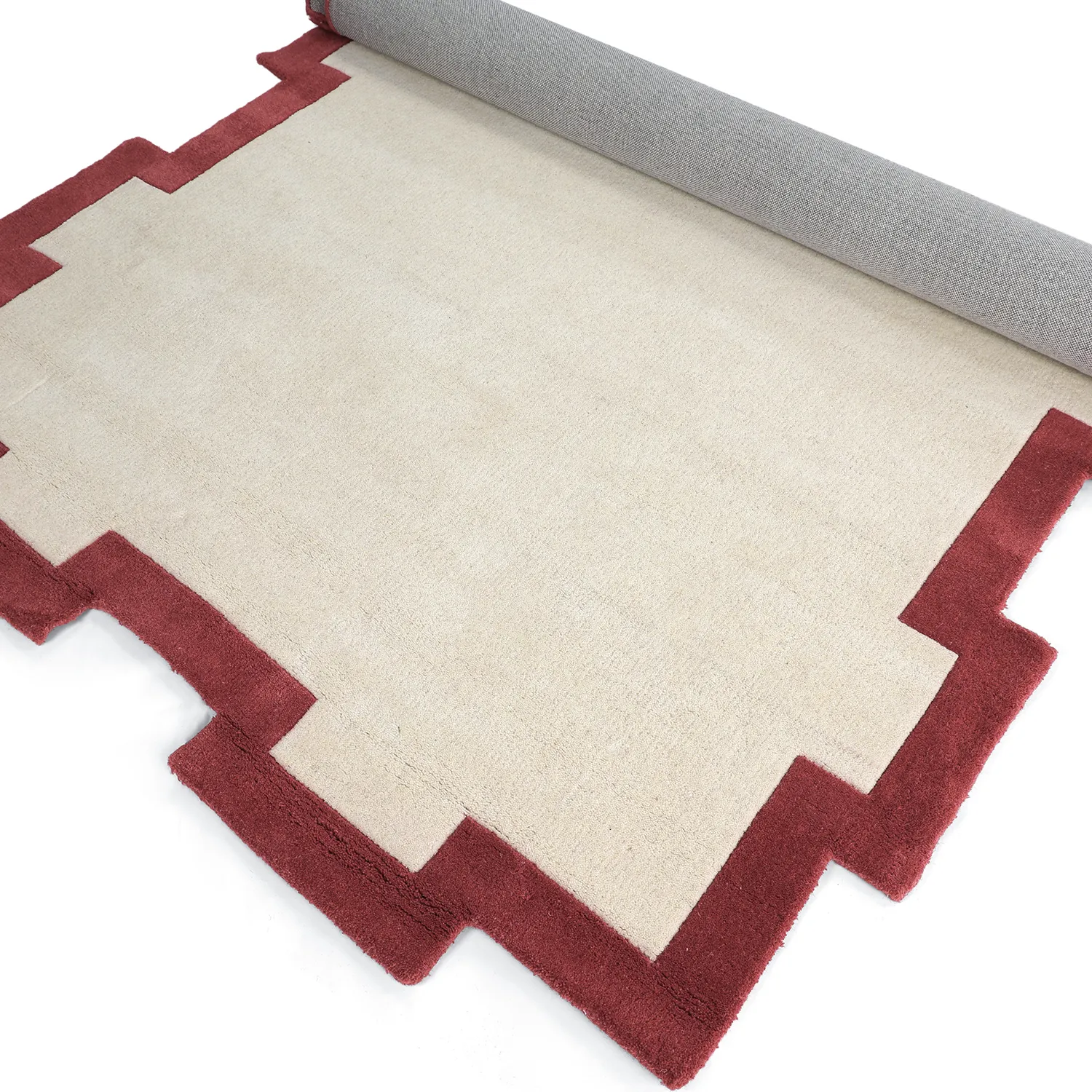 Ullteppe - Agra Hand Tufted Wool Premium (krem/rød)