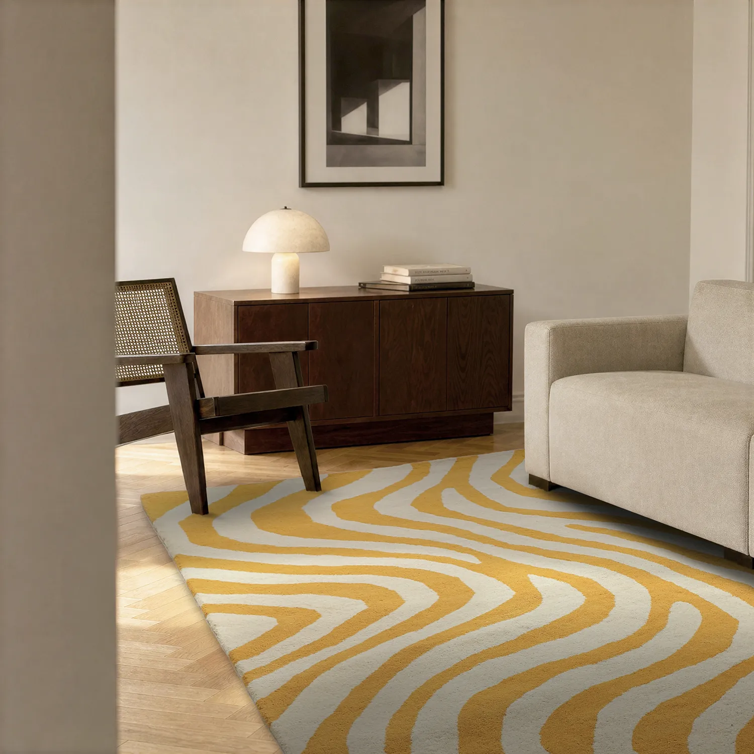 Ullteppe - Aiz Hand Tufted Wool Premium (gul)
