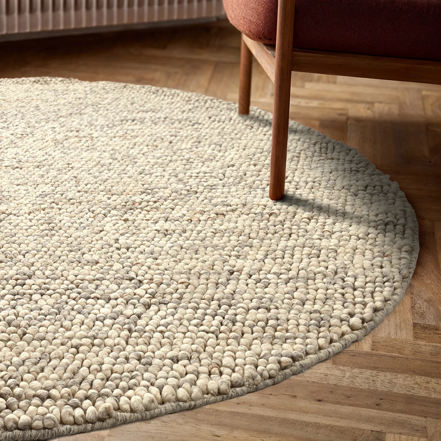 Rundt teppe - Avafors Wool Bubble (grå/beige)
