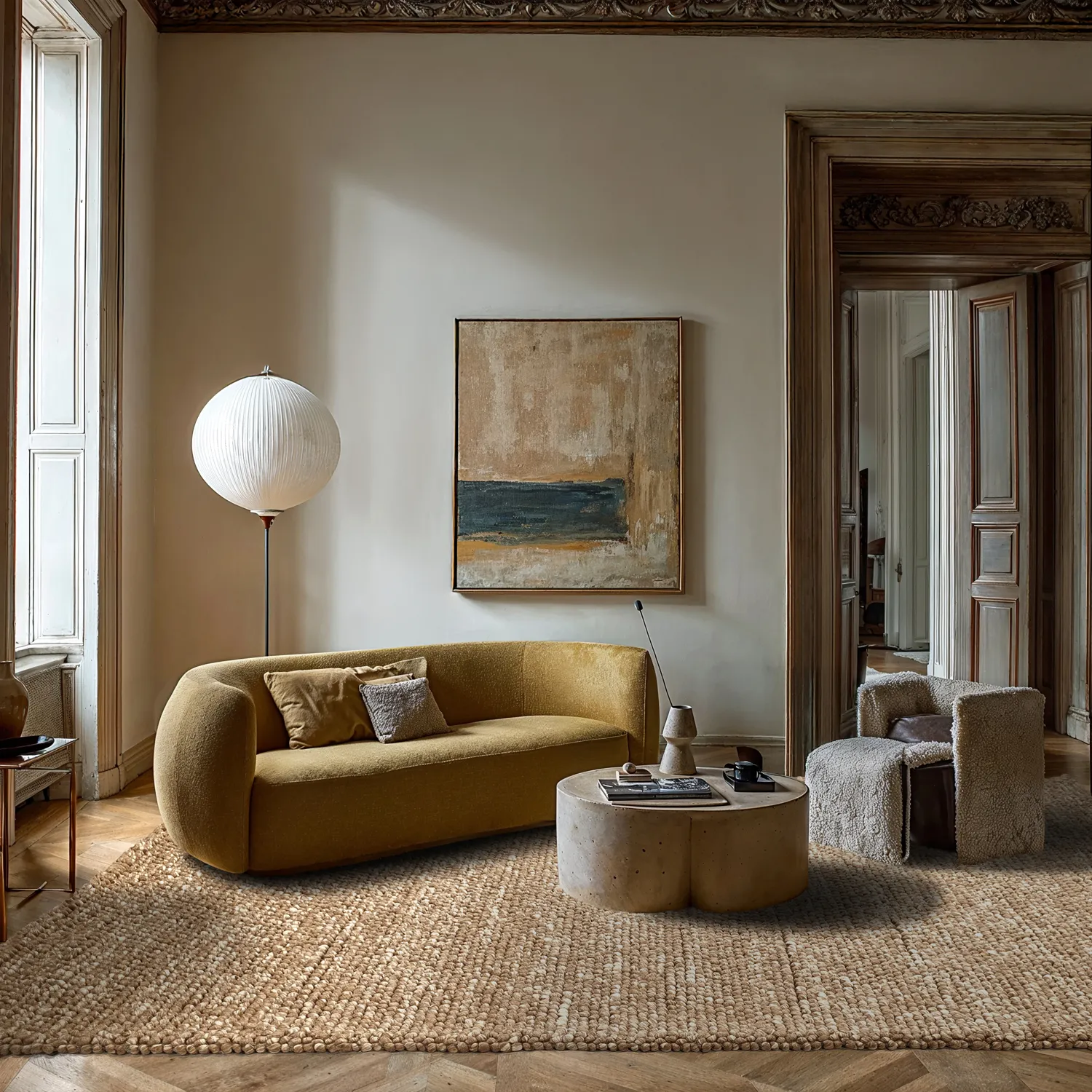 Ullteppe - Avafors Wool Bubble (lys brun/hvit)