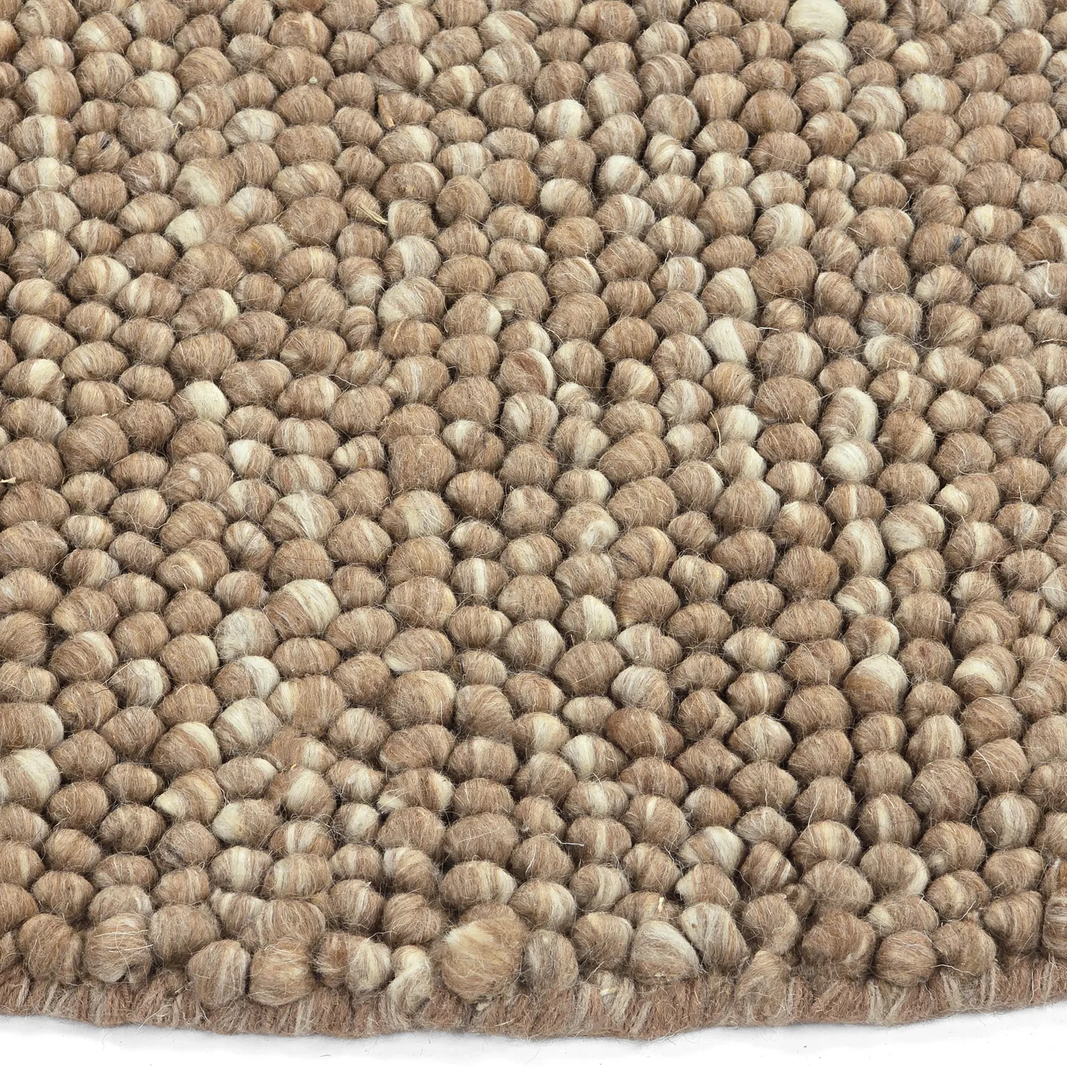 Rundt teppe - Avafors Wool Bubble (lys brun/hvit)