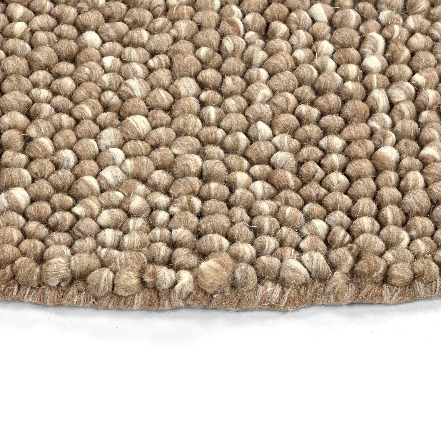 Rundt teppe - Avafors Wool Bubble (lys brun/hvit)