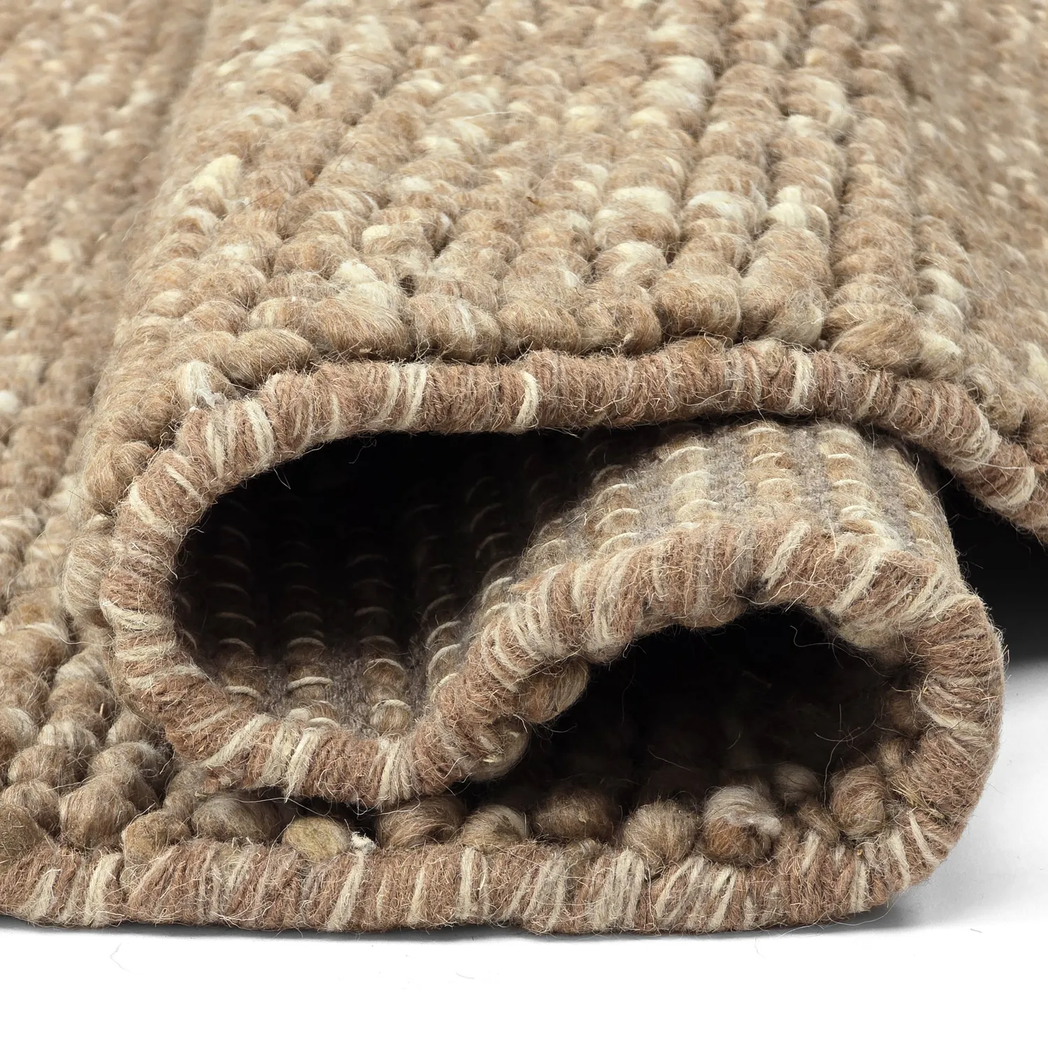 Rundt teppe - Avafors Wool Bubble (lys brun/hvit)