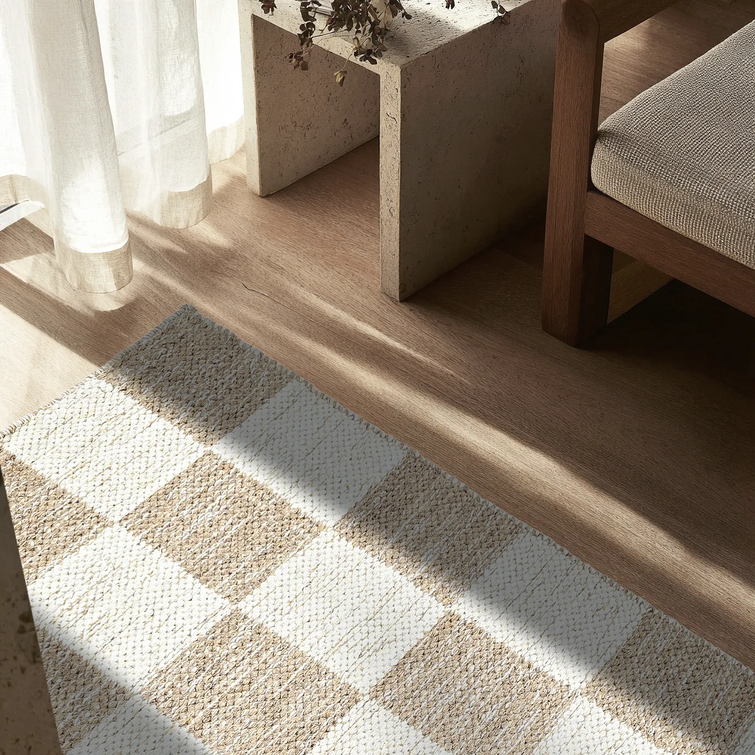 Ullteppe - Dundee (beige/hvit)