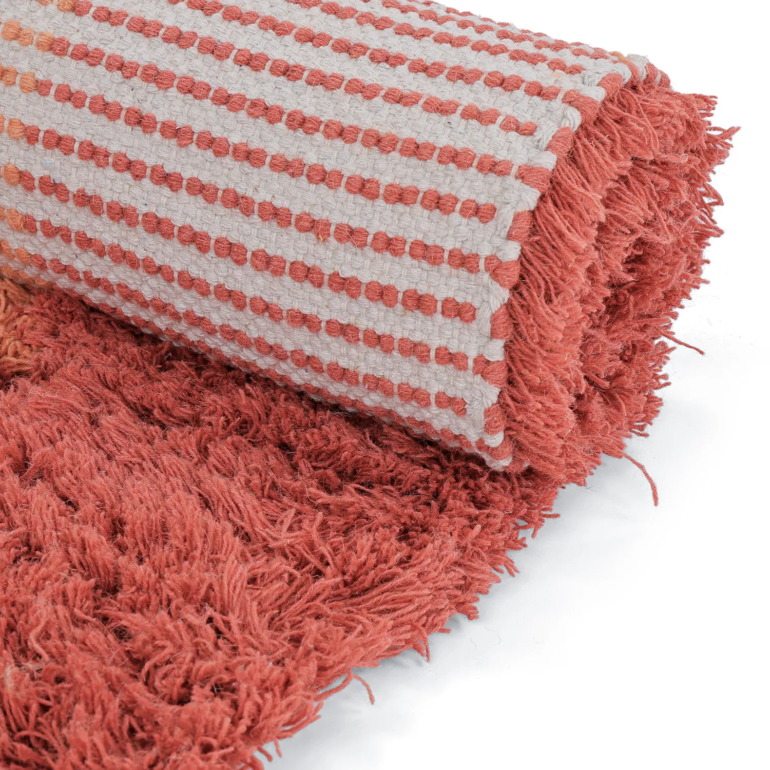 Ullteppe - Khenifra Handknot Wool Premium (oransje/rød)