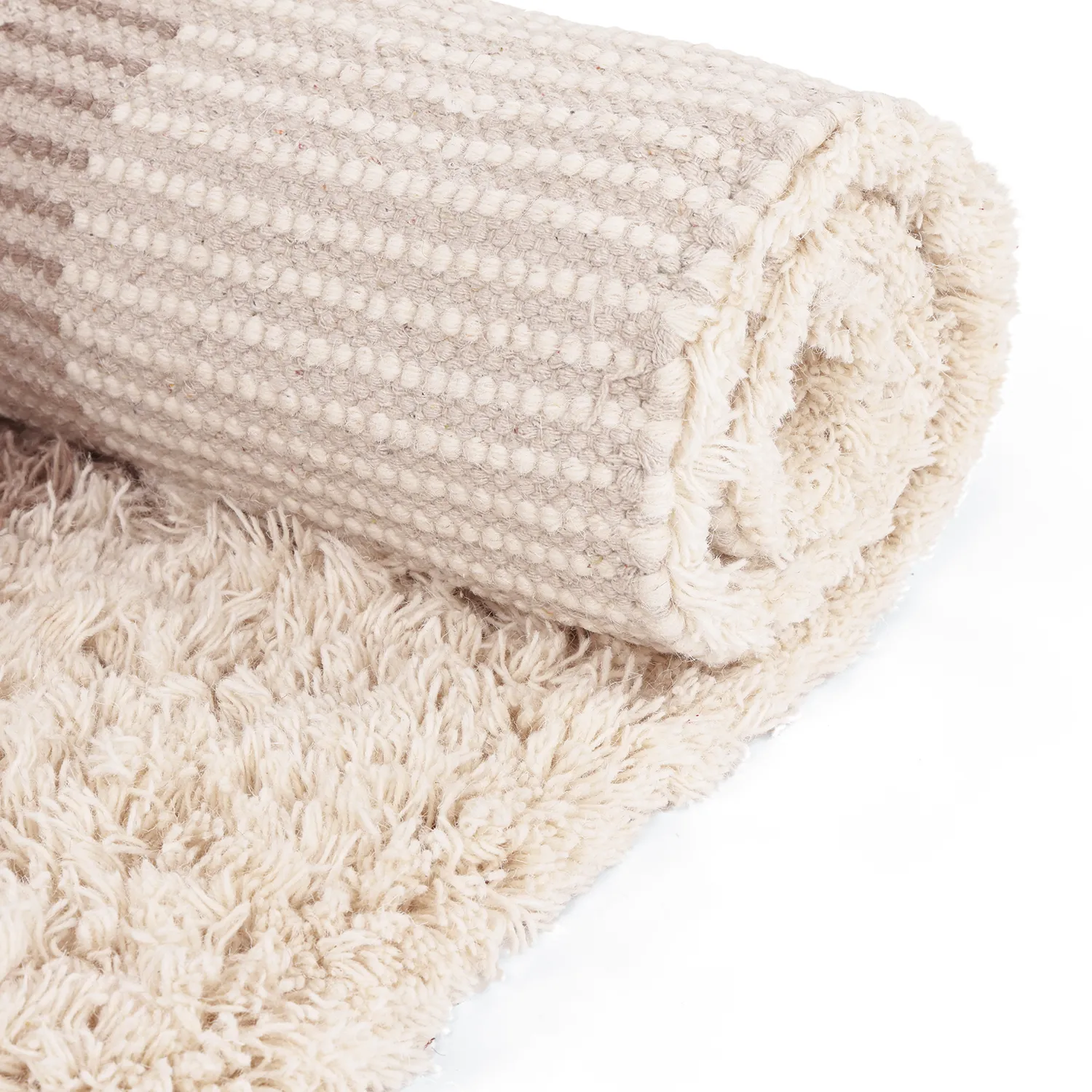 Ullteppe - Khenifra Handknot Wool Premium (taupe/kremfarget)