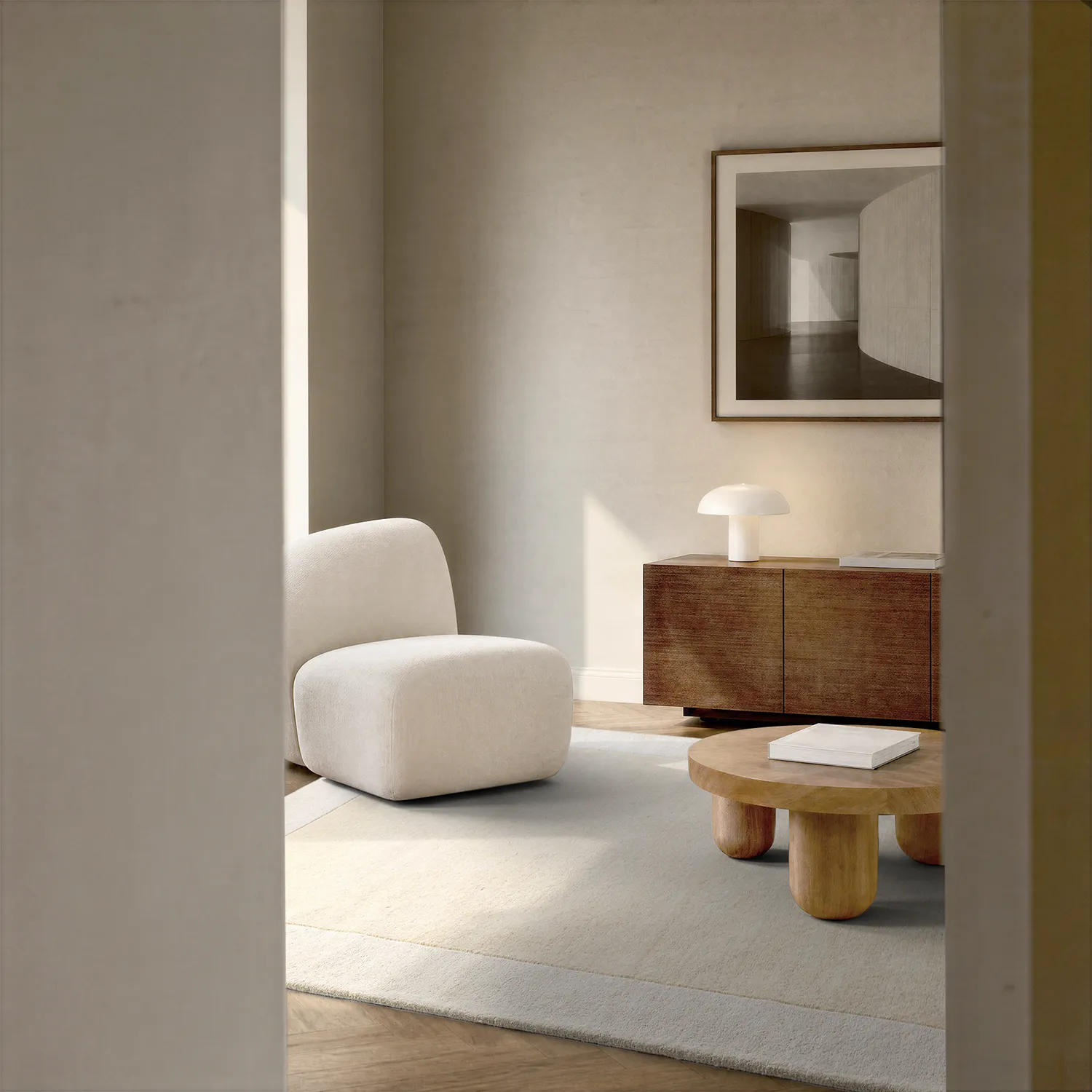 Ullteppe - Puri Hand Tufted Wool Premium (krem/hvit)