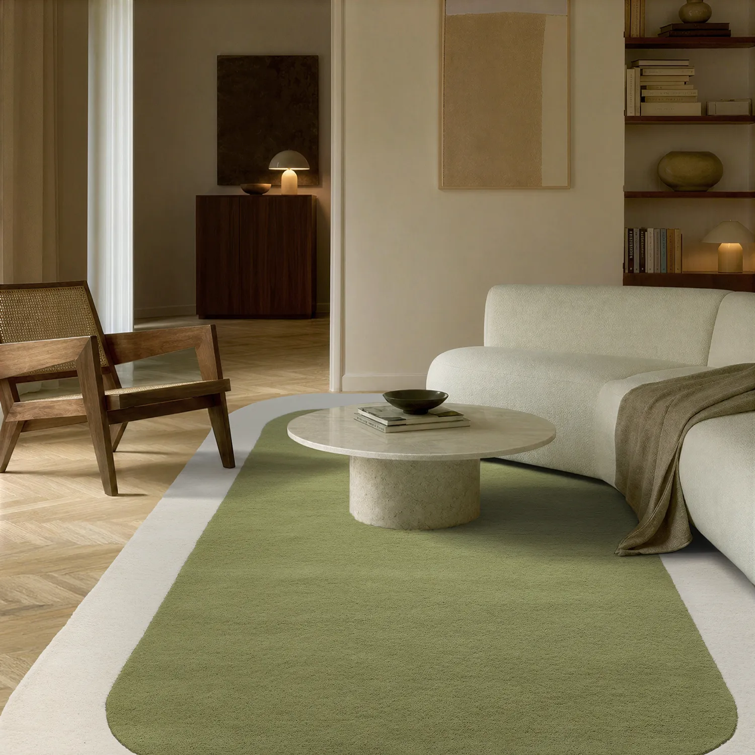 Ullteppe - Puri Hand Tufted Wool Premium (grønn/kremfarget)