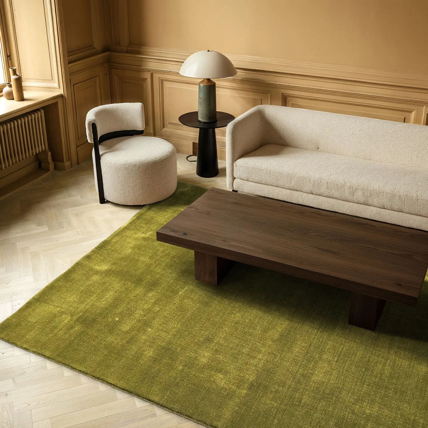 Ullteppe - Rozel Handloom Wool Premium (mosegrønn)