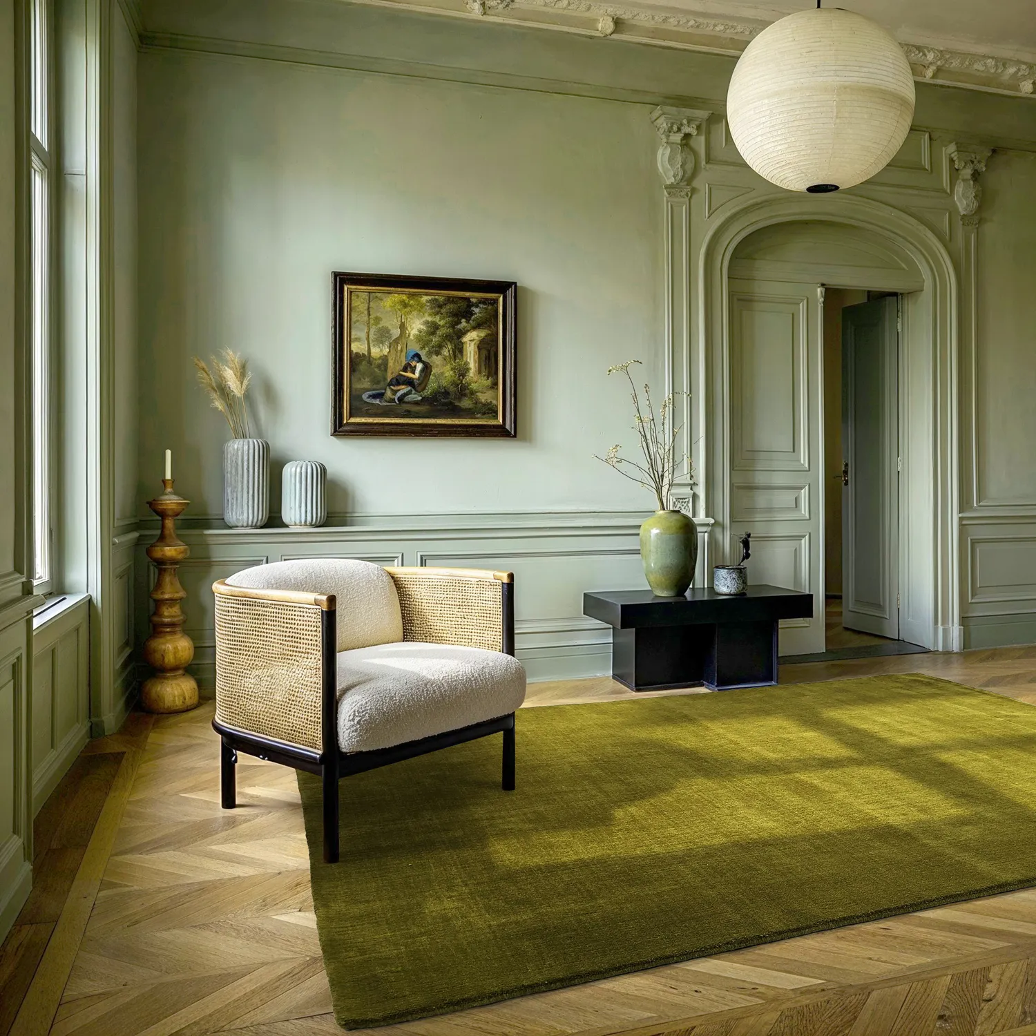 Ullteppe - Rozel Handloom Wool Premium (mosegrønn)