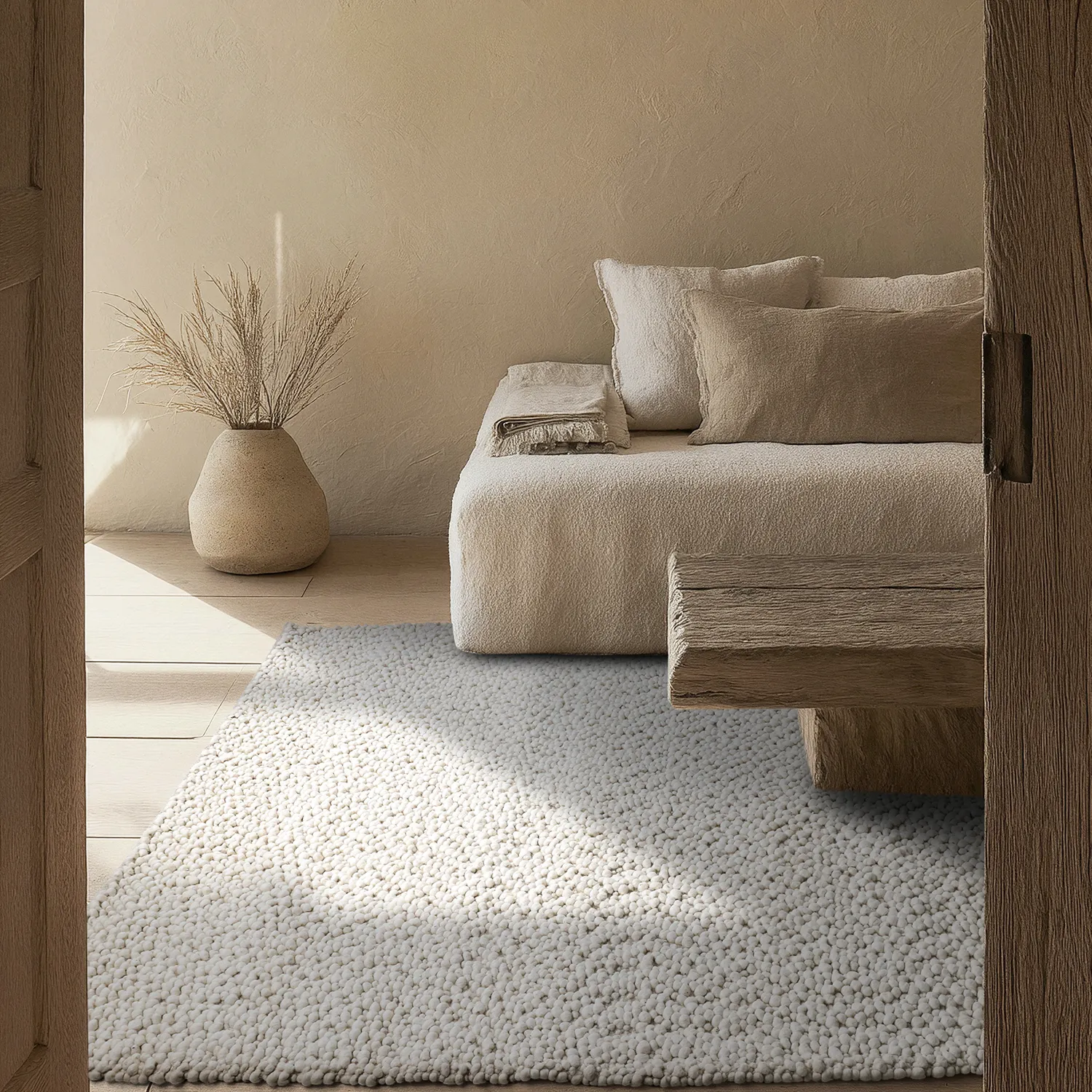 Ullteppe - Sala Irregular Wool Bubble (krem)