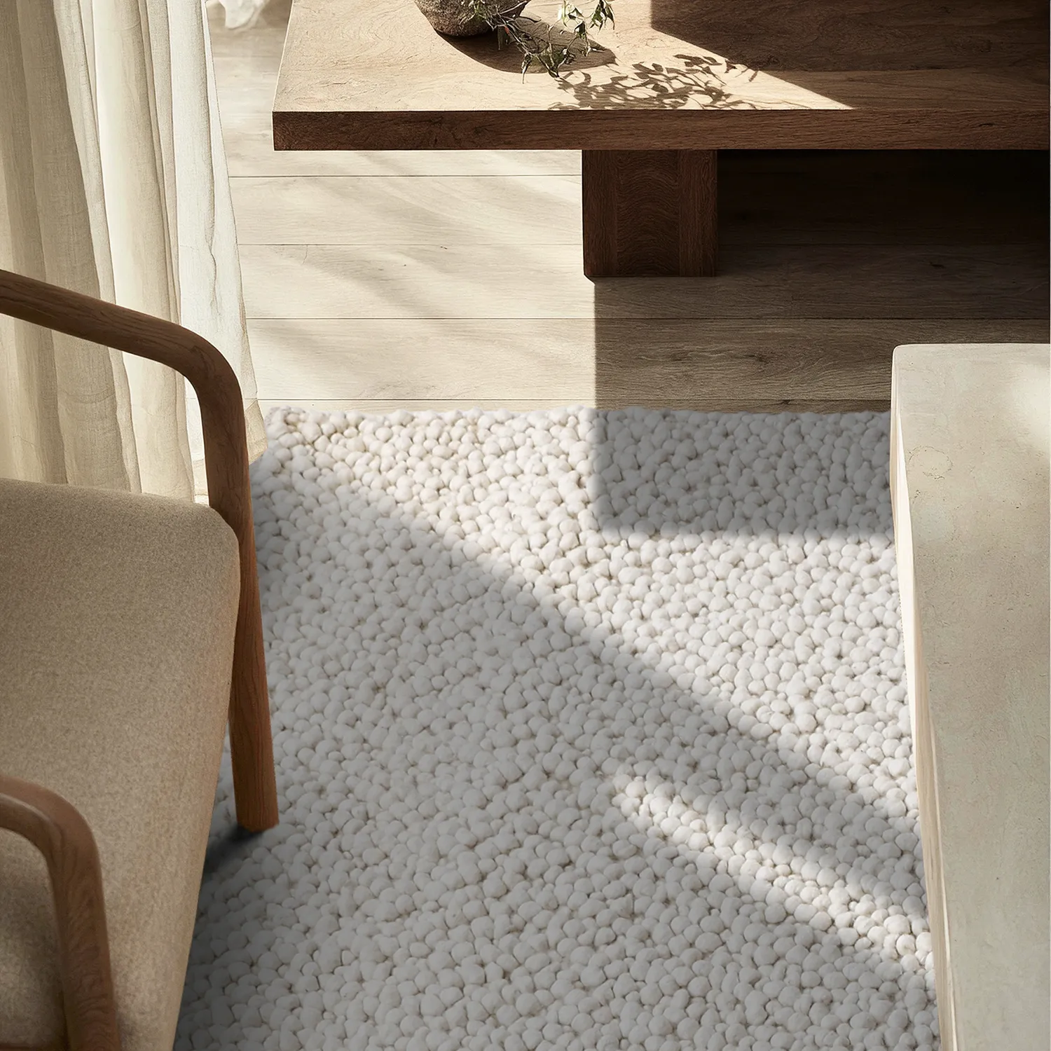 Ullteppe - Sala Irregular Wool Bubble (krem)