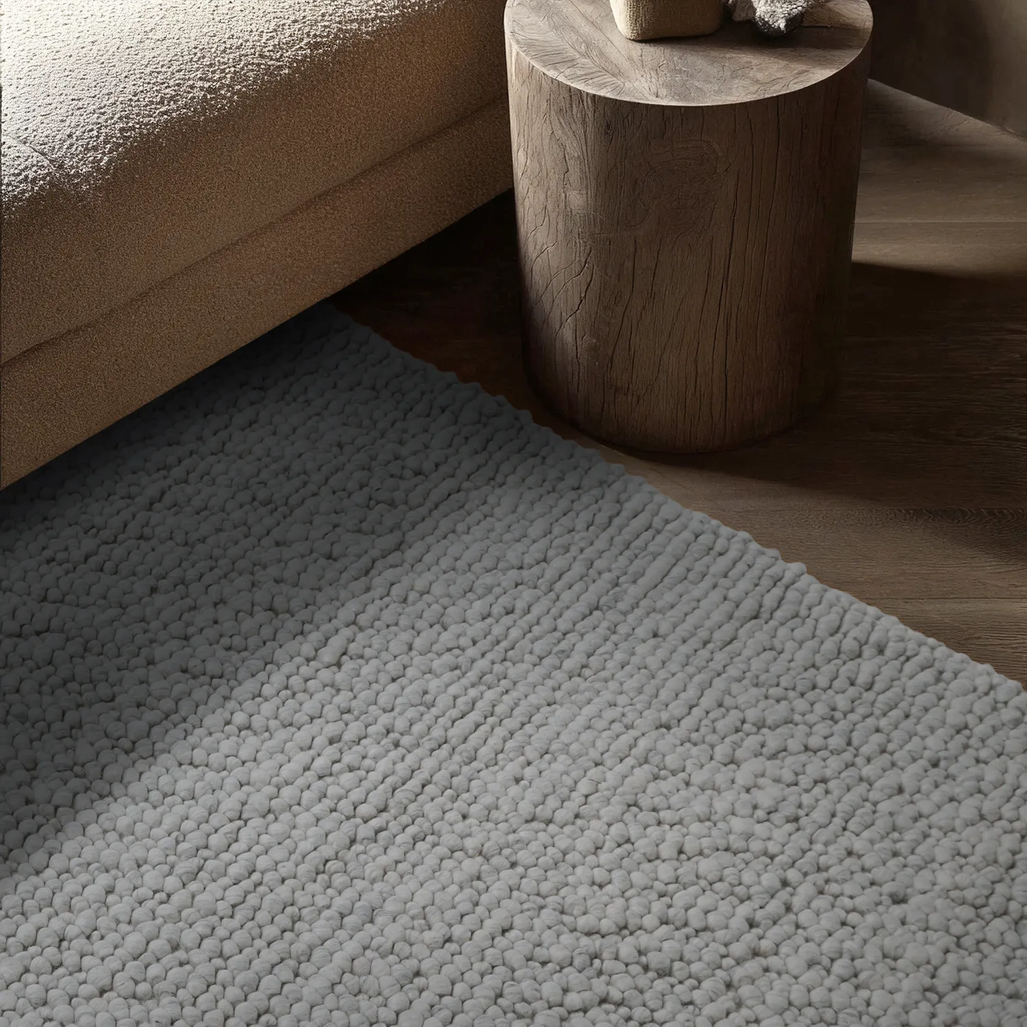 Ullteppe - Sala Irregular Wool Bubble (lys grå melert)