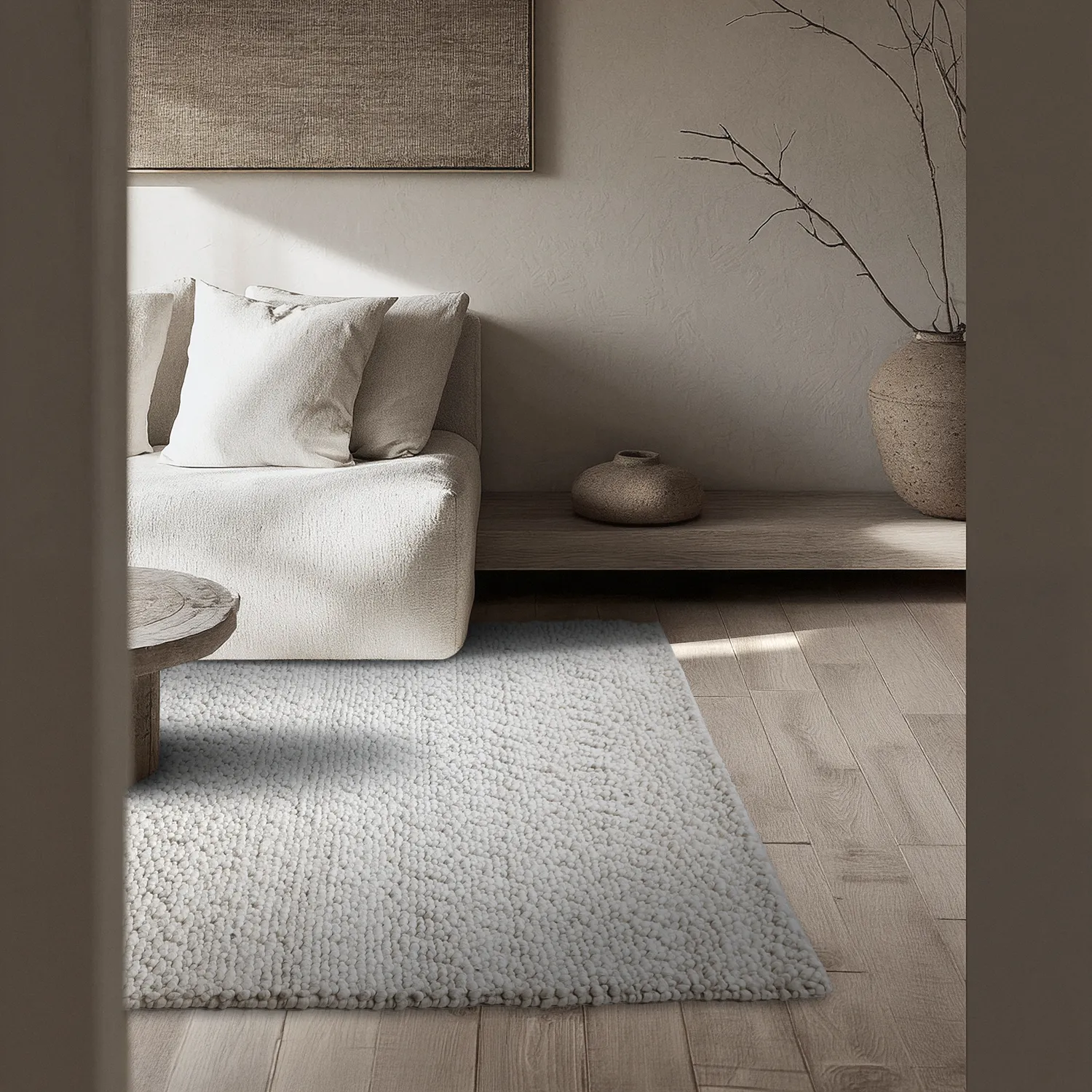 Ullteppe - Sala Irregular Wool Bubble (lys grå melert)