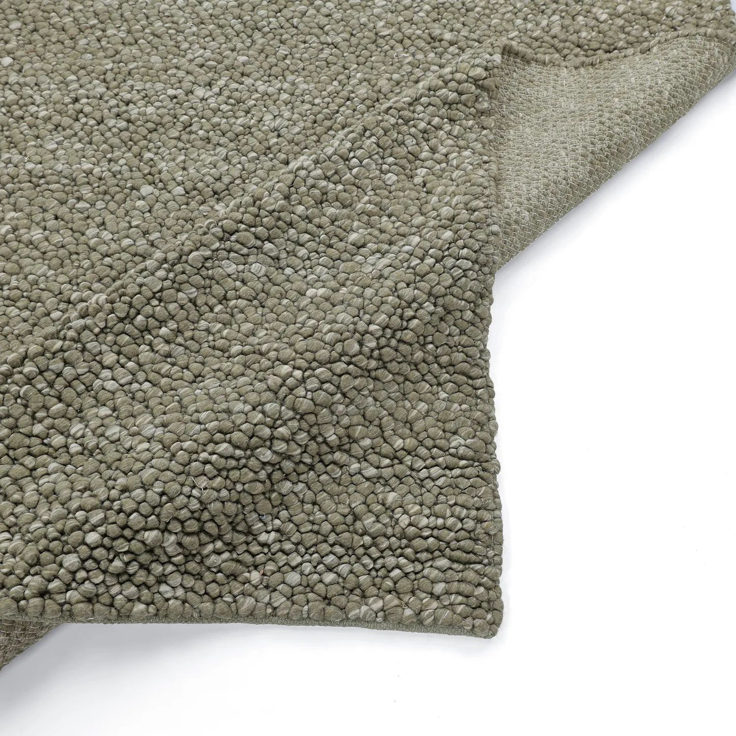 Ullteppe - Sala Irregular Wool Bubble (mosegrønn/hvit melert)