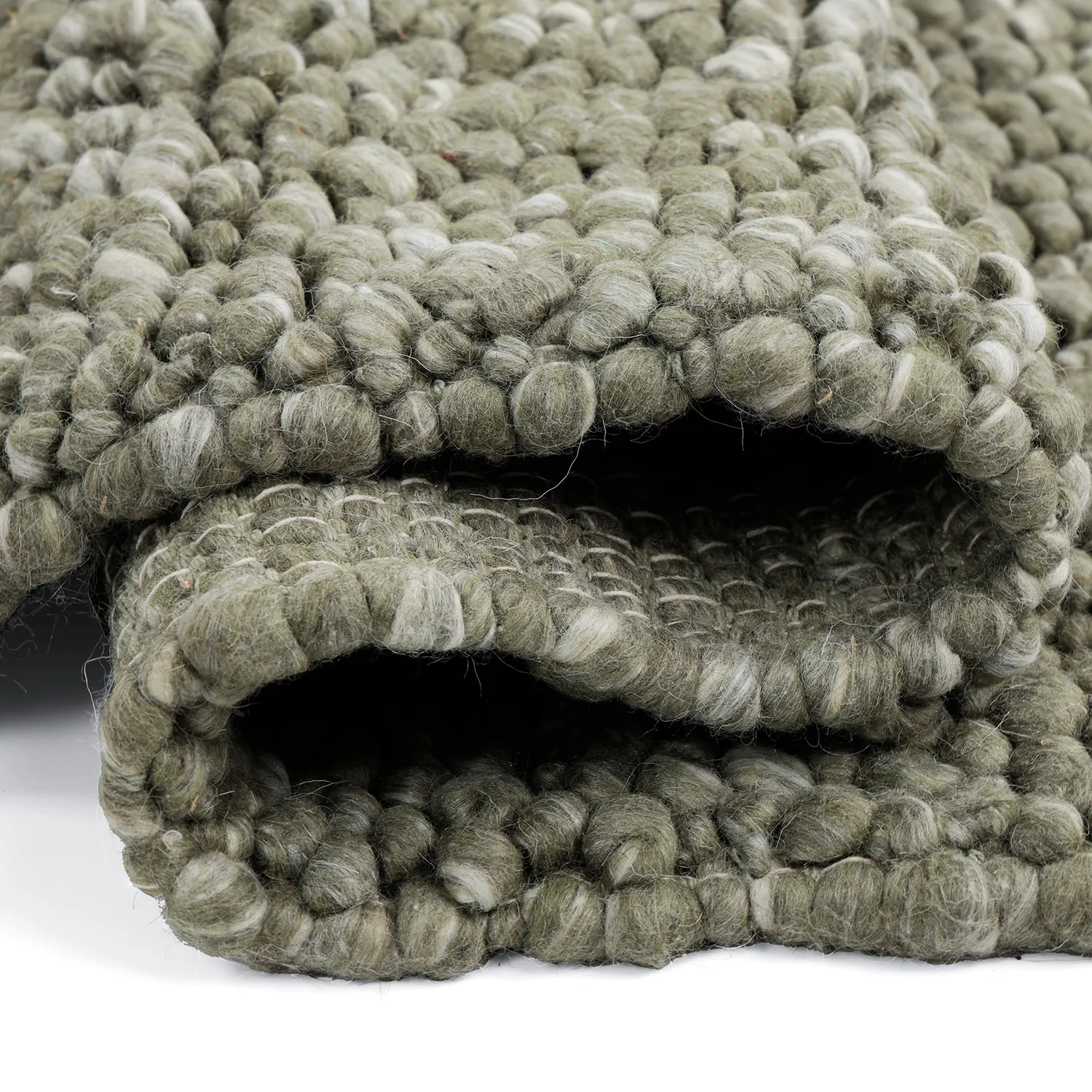 Ullteppe - Sala Irregular Wool Bubble (mosegrønn/hvit melert)