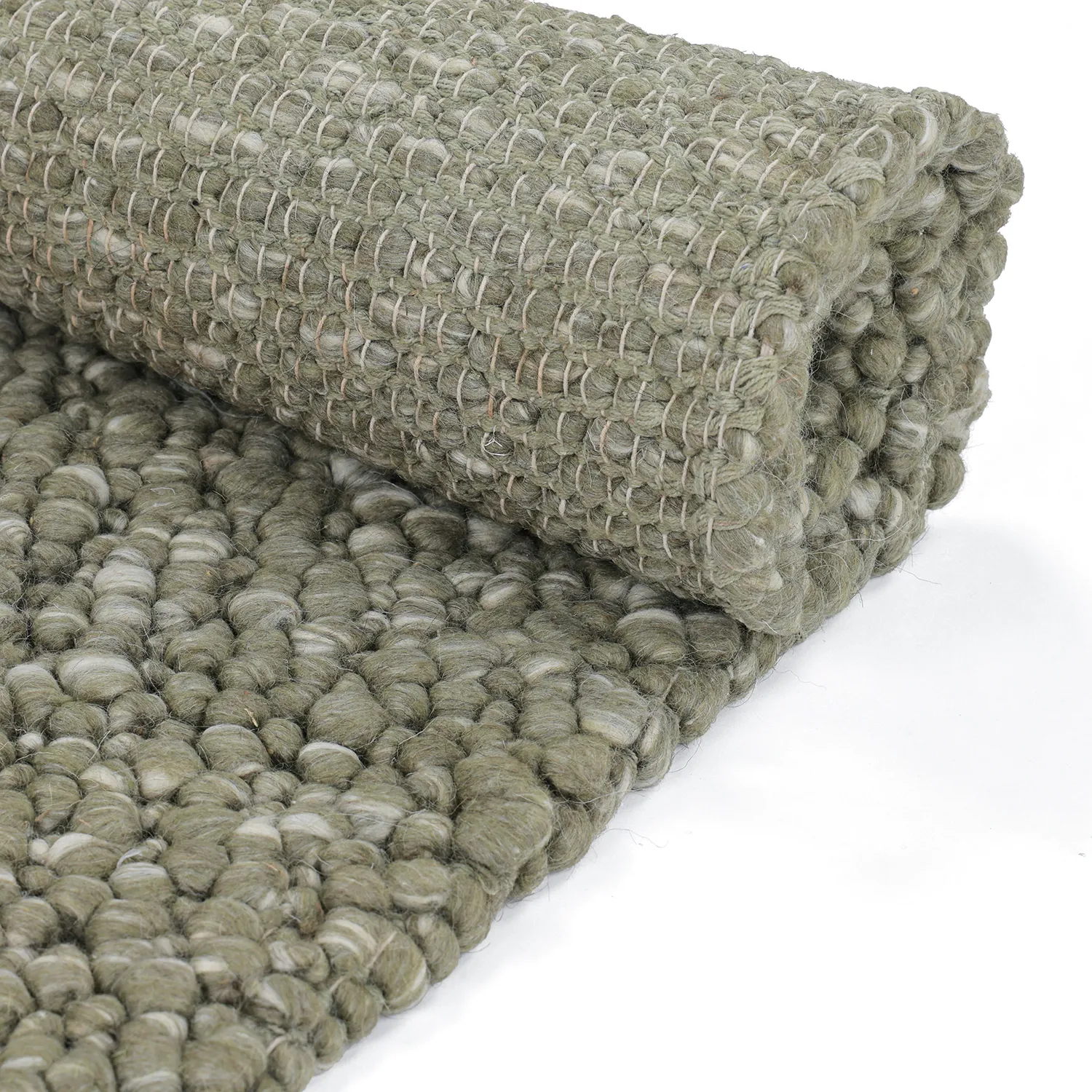 Ullteppe - Sala Irregular Wool Bubble (mosegrønn/hvit melert)