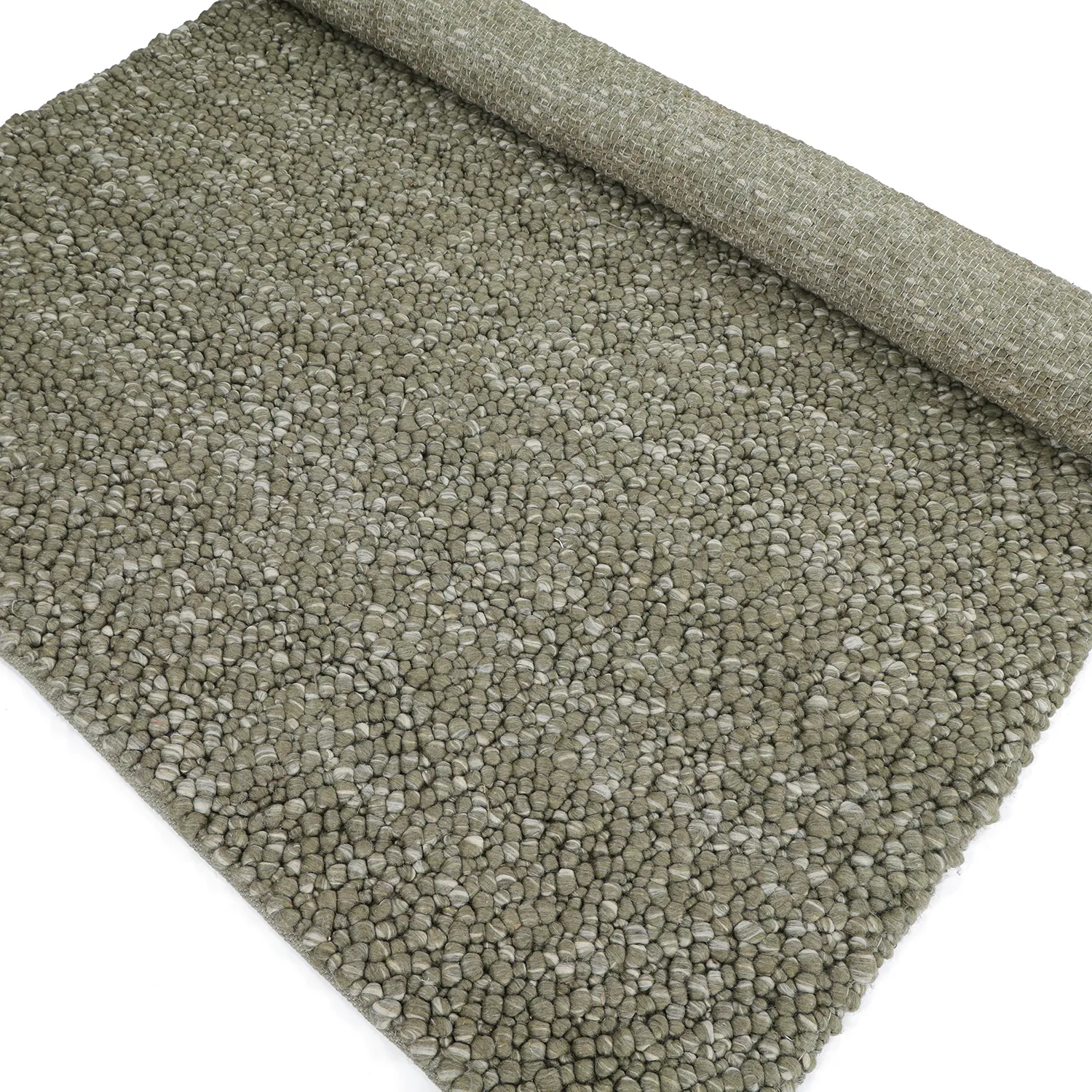 Ullteppe - Sala Irregular Wool Bubble (mosegrønn/hvit melert)