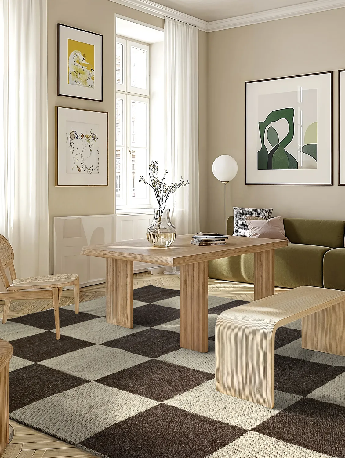 Ullteppe - Scacco (svart/beige)