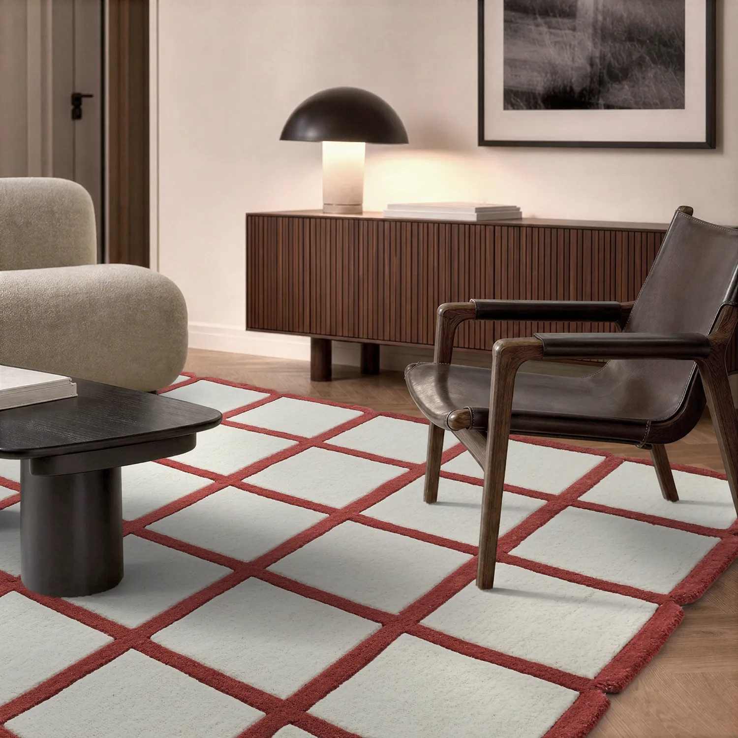 Ullteppe - Syl Hand Tufted Wool Premium (rød/hvit)