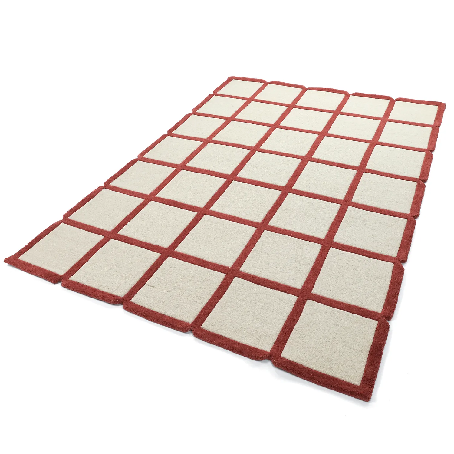 Ullteppe - Syl Hand Tufted Wool Premium (rød/hvit)