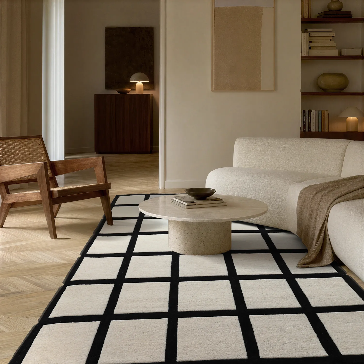 Ullteppe - Syl Hand Tufted Wool Premium (svart/hvitt)